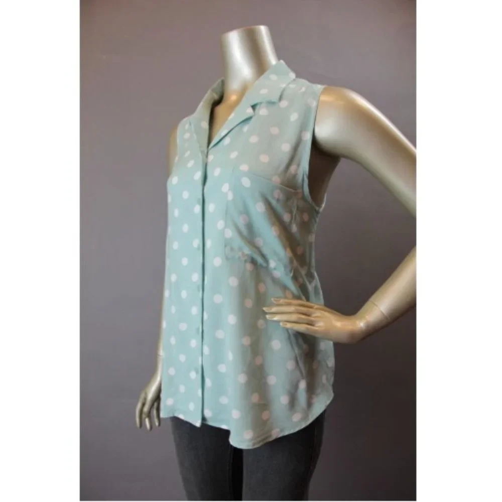NWT MINKPINK Peppermint Patty Mint Green Polka Dot Sleeveless Top S